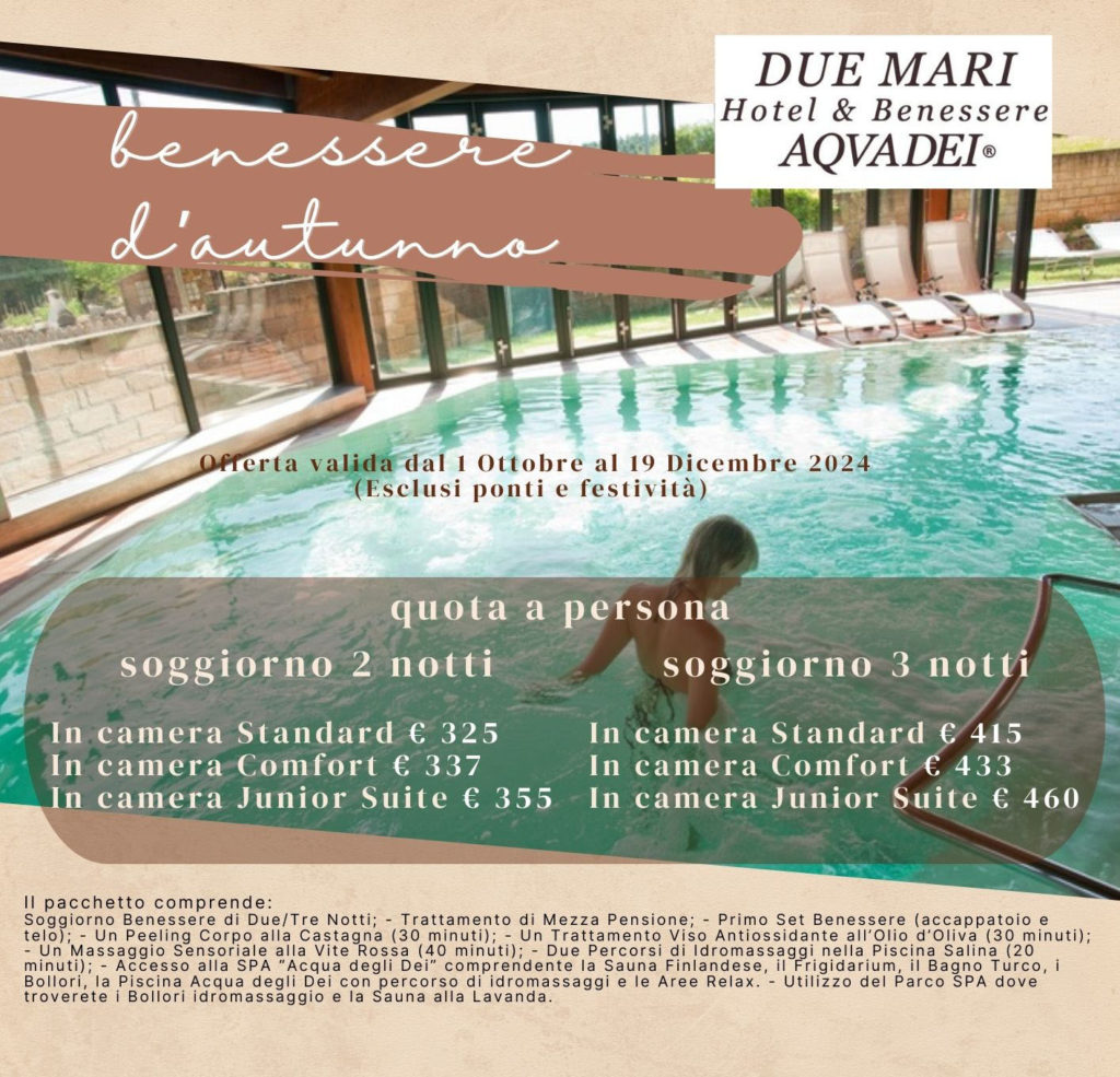 REGALO DI NATALE - 3 NOTTI
 HOTEL DUE MARI & BENESSERE AQVADEI- 3 notti - da € 370