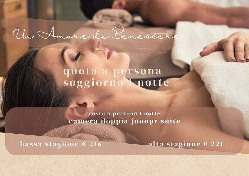 UN AMORE DI BENESSERE 1 NOTTE HOTEL DUE MARI & BENESSERE AQVADEI
Soggiorno pensato per le coppie che desiderano regalarsi un giorno di magica armonia, godendo di trattamenti e attenzioni
 davvero speciali. da € 216