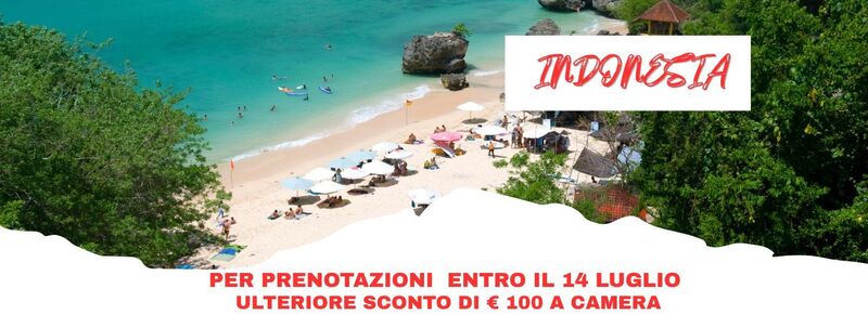 SPECIALE TOP 100 BALI DREAMING
PER PRENOTAZIONI ENTRO IL 14 LUGLIO UN ULTERIORE SCONTO DI € 100 A CAMERA
 - da 2.399 Euro