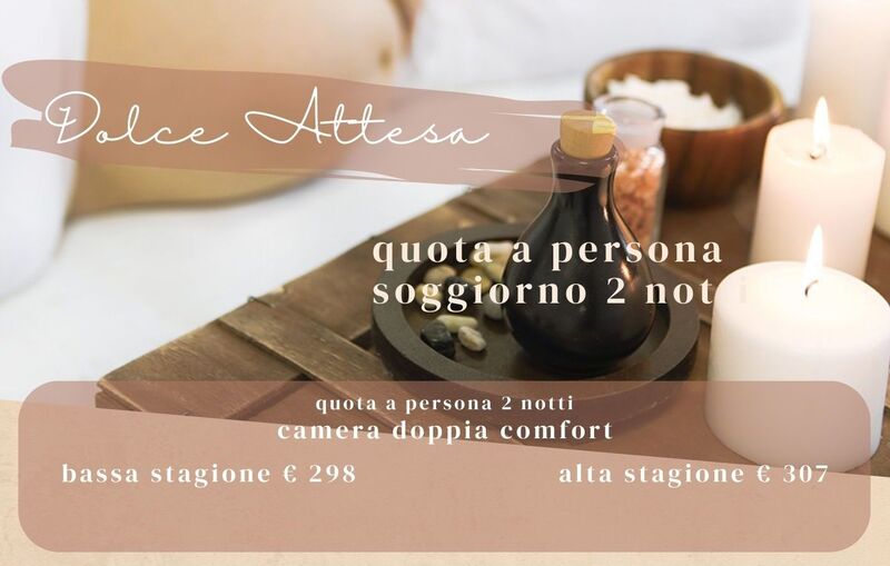 DOLCE ATTESA 2 NOTTI
 HOTEL DUE MARI & BENESSERE AQVADEI da 298 € 
Soggiorno pensato per chi desidera regalarsi breve o lungo soggiorno di magica armonia, godendo di trattamenti e attenzioni davvero speciali