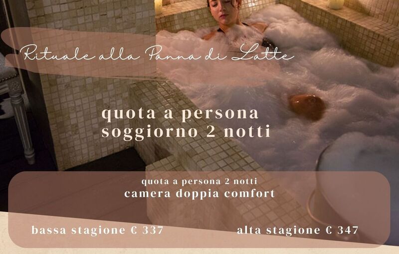 RITUALE ALLA PANNA DI LATTE 2 NOTTI
 HOTEL DUE MARI & BENESSERE AQVADEI da 337 € 
Soggiorno pensato per chi desidera regalarsi breve o lungo soggiorno di magica armonia, godendo di trattamenti e attenzioni davvero speciali