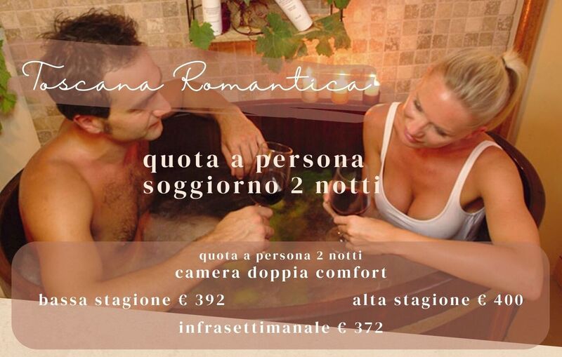 TOSCANA ROMANTICA 2 NOTTI
 HOTEL DUE MARI & BENESSERE AQVADEI da 372 € 
Soggiorno pensato per chi desidera regalarsi breve o lungo soggiorno di magica armonia, godendo di trattamenti e attenzioni davvero speciali