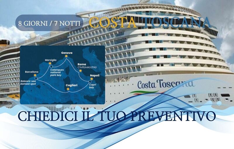 PARTENZE DA APRILE A NOVEMBRE
COSTA TOSCANA - chiedici il preventivo